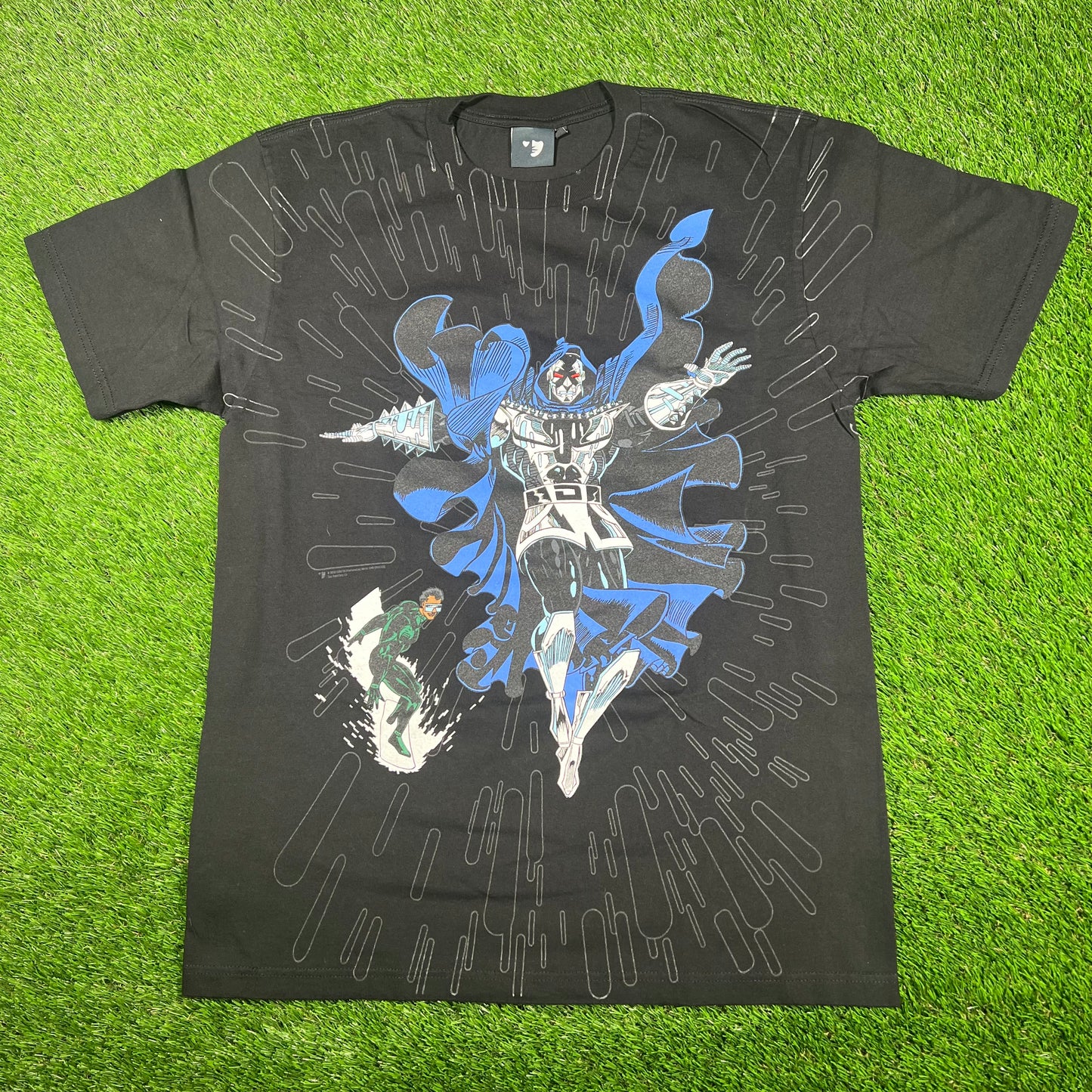 Mask and Disguise M.A.D. Marvel "Doom 2099" AOP Black Tee Size Large USED v17080