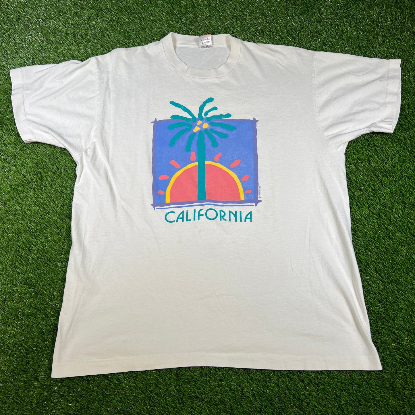 1990s White California Art Tee Size XL USED v16605