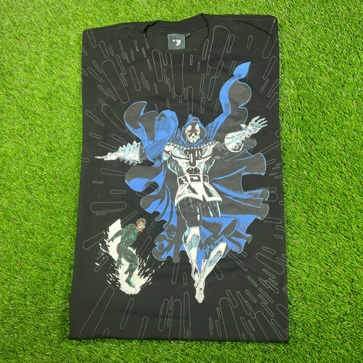 Mask and Disguise M.A.D. Marvel "Doom 2099" AOP Black Tee Size Large USED v17080