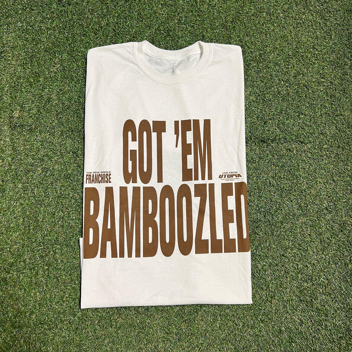 Travis Scott Got Em Bamboozled White Tee Size XL USED x13491
