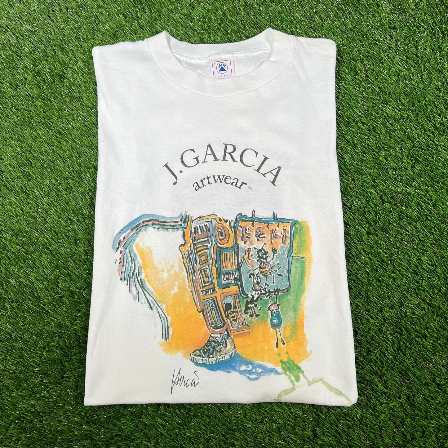1995 Jerry Garcia Artwear Special Olympics White Tee Size Large USED v16609