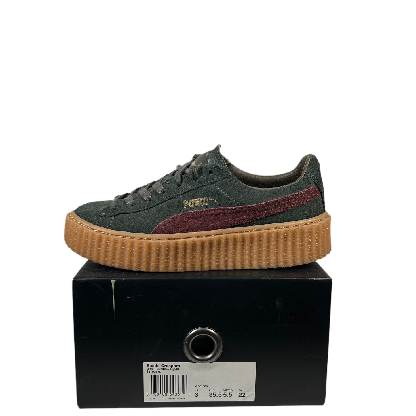 Puma Creepers Rihanna Fenty Suede Green Size 4M/5.5W USED S18471