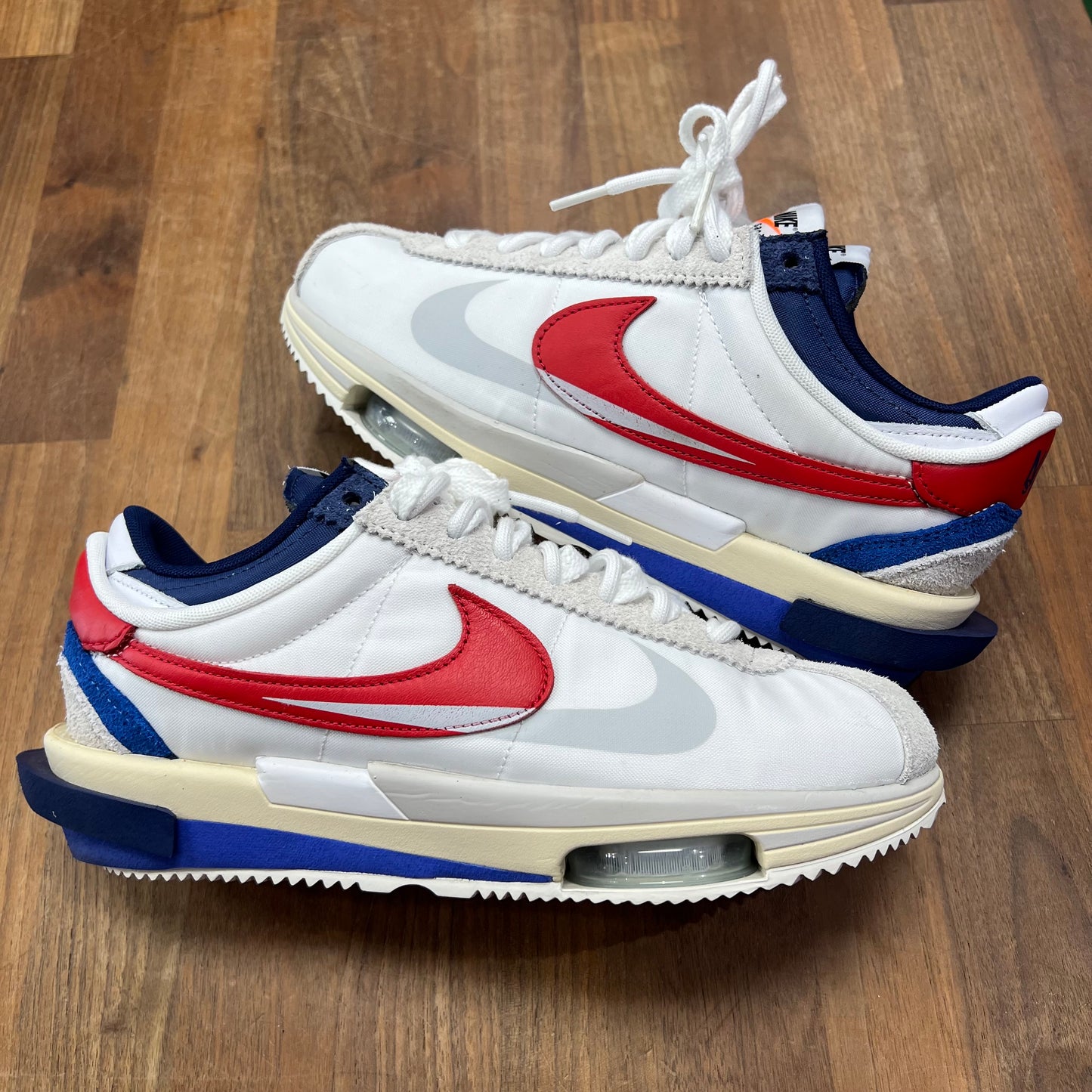 Nike Zoom Cortez SP Sacai White University Red Blue Size 9 USED S17128