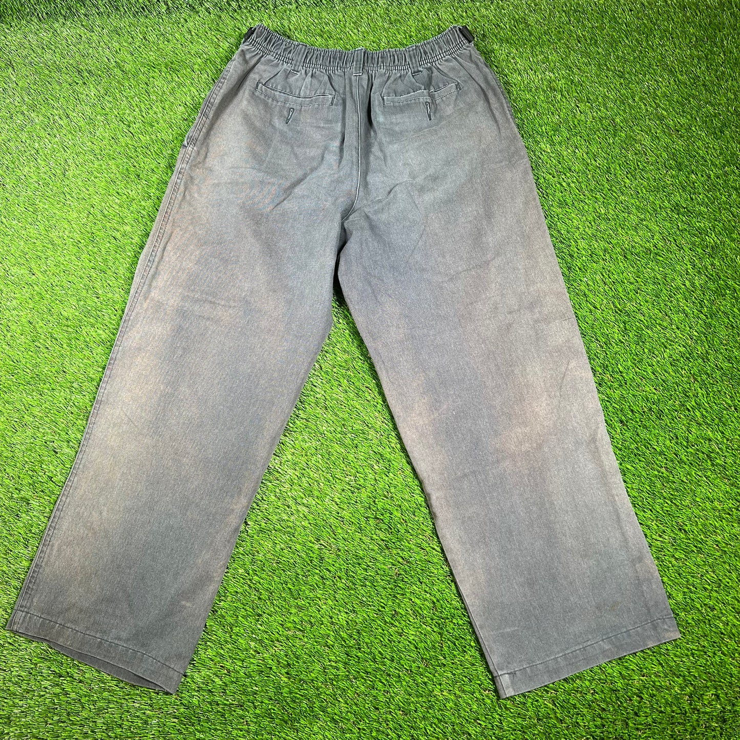 George Washed Navy Elastic Waist Pants Size 36x29 USED v16534