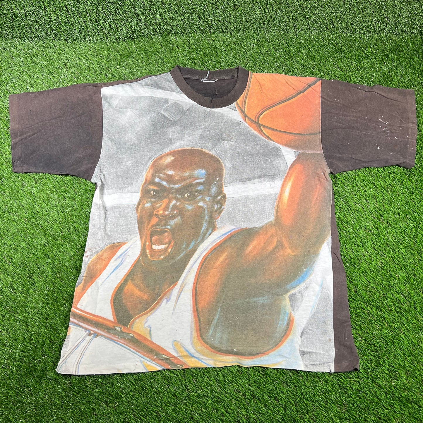 1990s Nike Michael Jordan Dunking Full Front Print Tee Size XL USED v16756