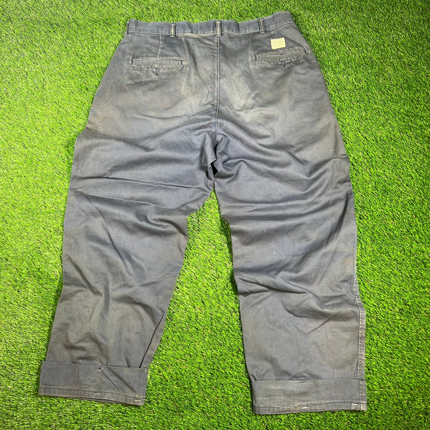 1990s Ralph Lauren Polo Chino Trashed Blue Pants Size 36x34 USED v16533