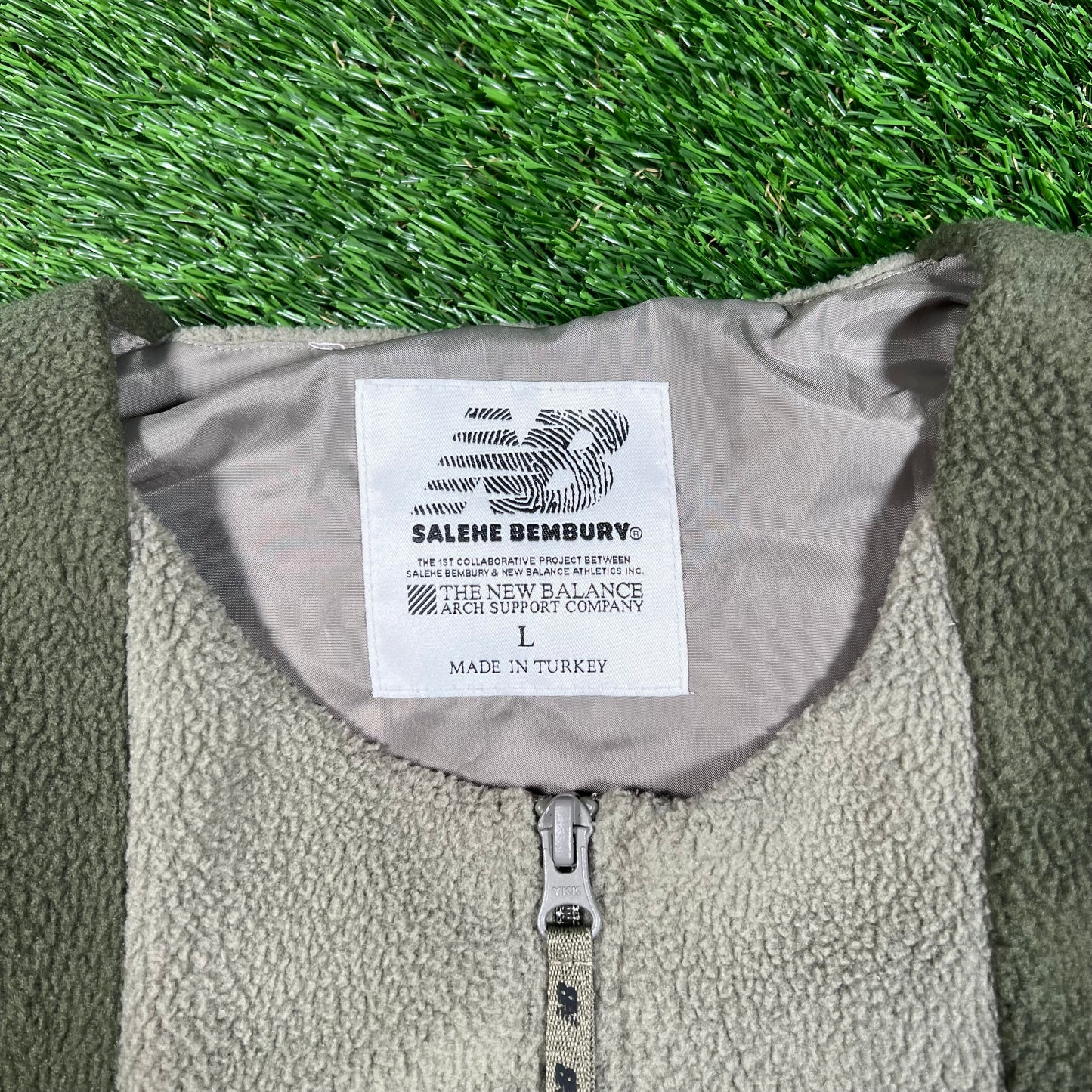 New Balance Salehe Bembury Fleece Green Pullover Size Large USED x15782