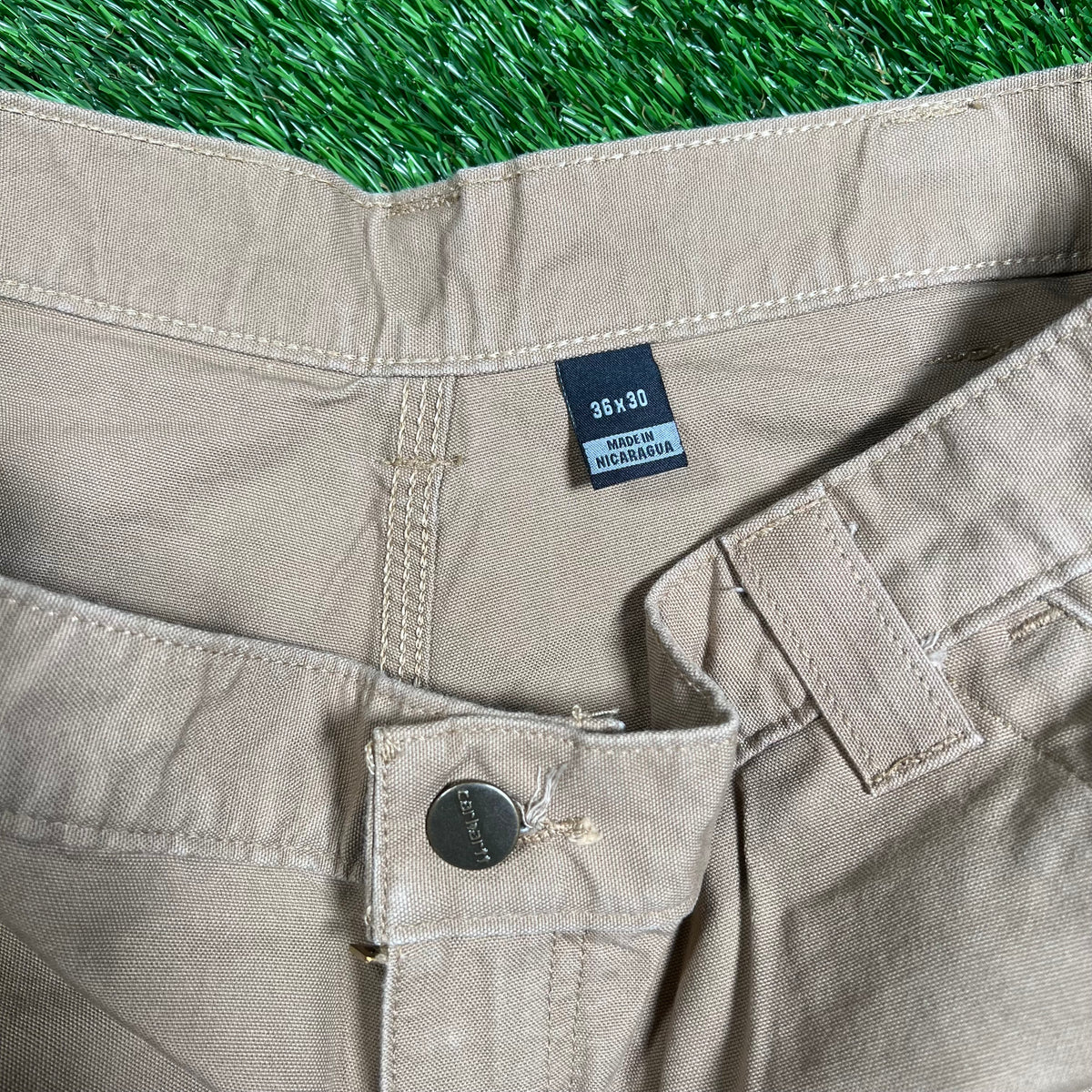 Carhartt Tan Work Wear Pants Size 36x30 USED v18077