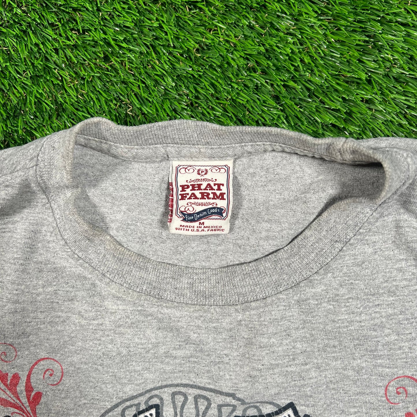 Y2K Phat Farm Grey Logo Tee Size Medium USED v18411