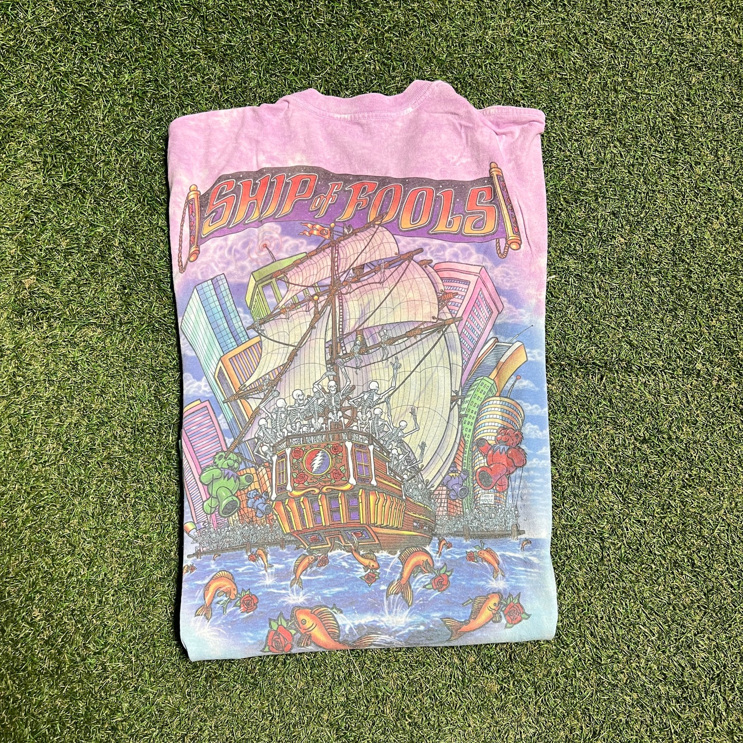 2020s Grateful Dead Pirate Boat Ship of Fools Tie Dye Tee Size Large USED v16268