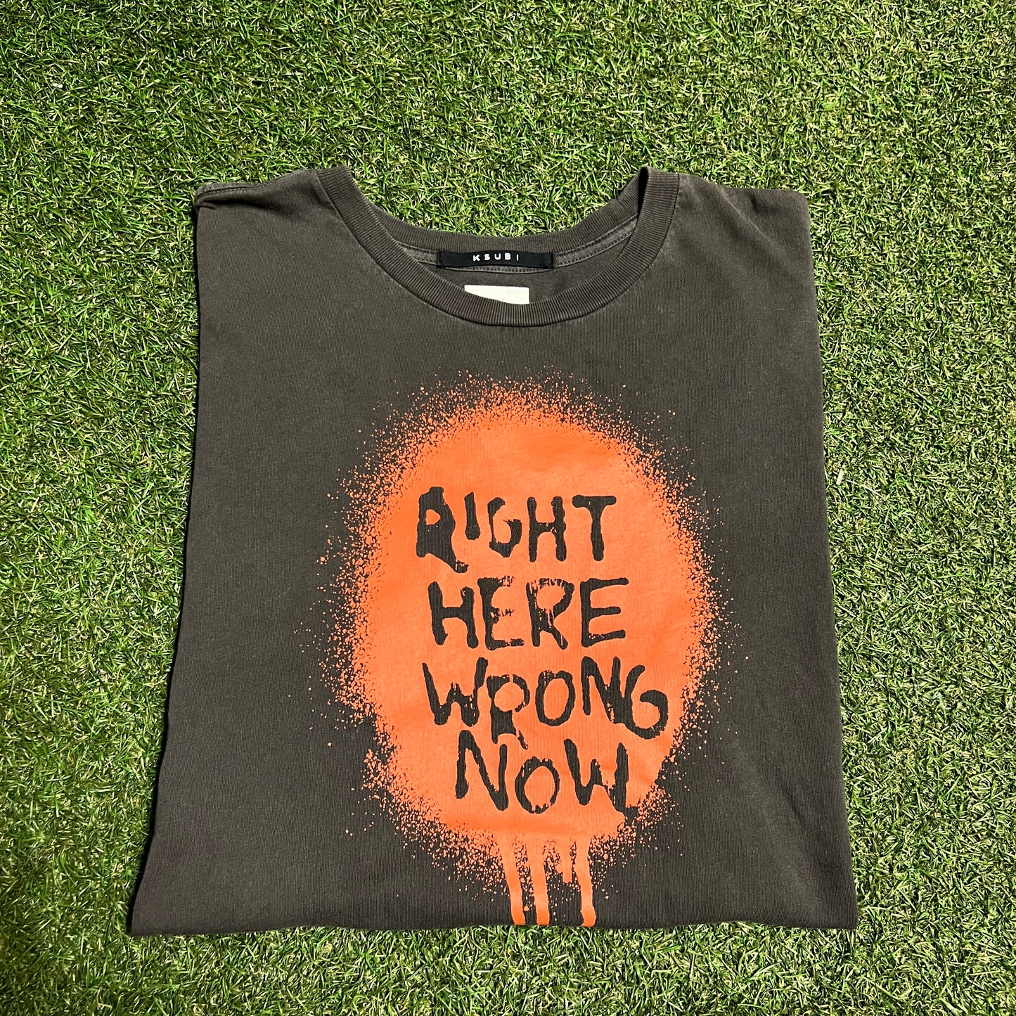 Ksubi Right Here Wrong Now Washed Black Tee Size Medium USED x13343