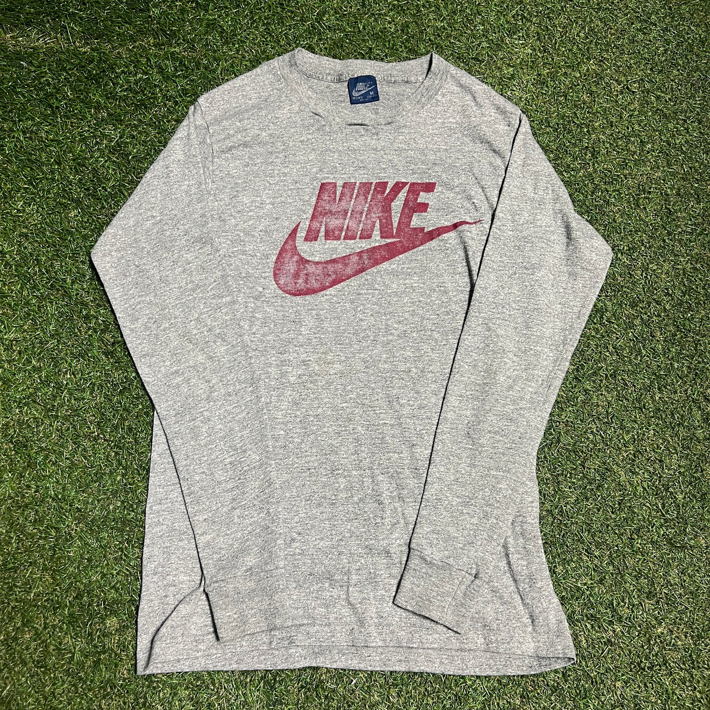 Nike Burgundy Check Grey Long Sleeve Size Medium USED V15847