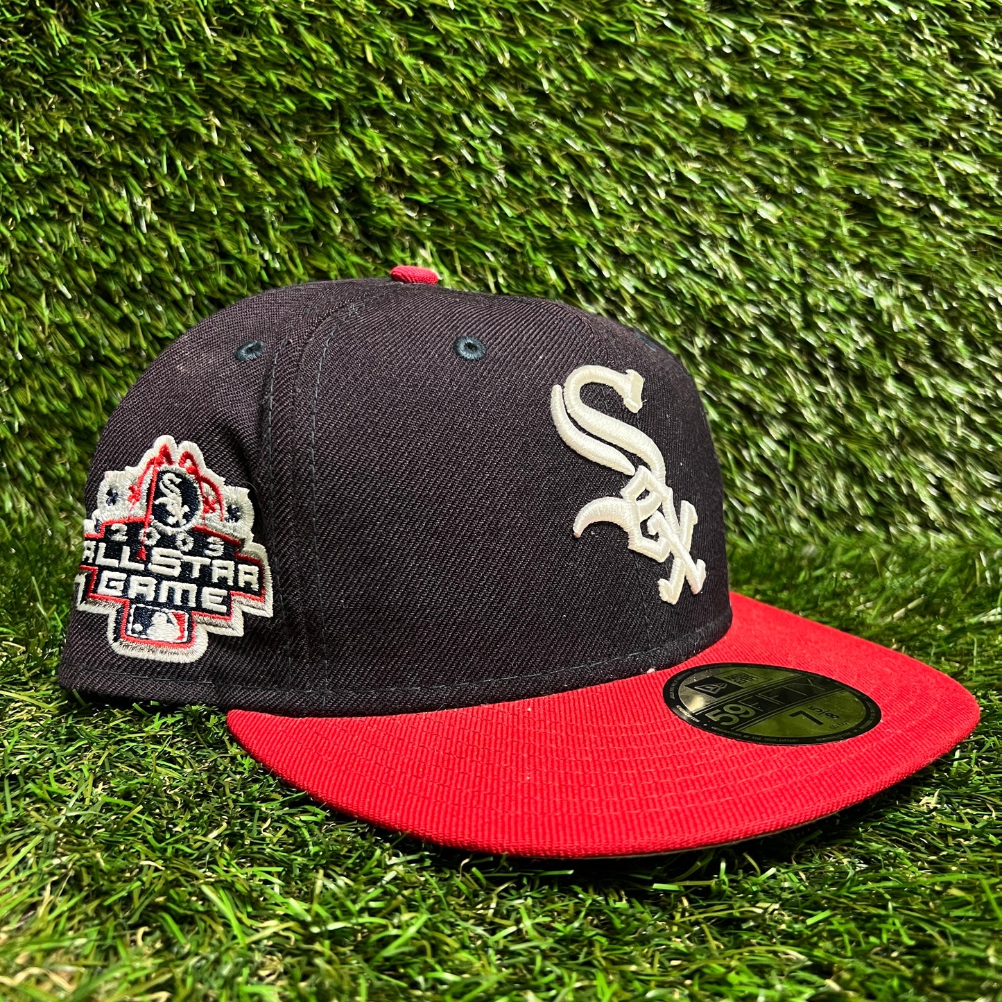 New Era Boston White Sox All Star Game '03 Patch Navy Hat Size 7 5/8 USED v16164