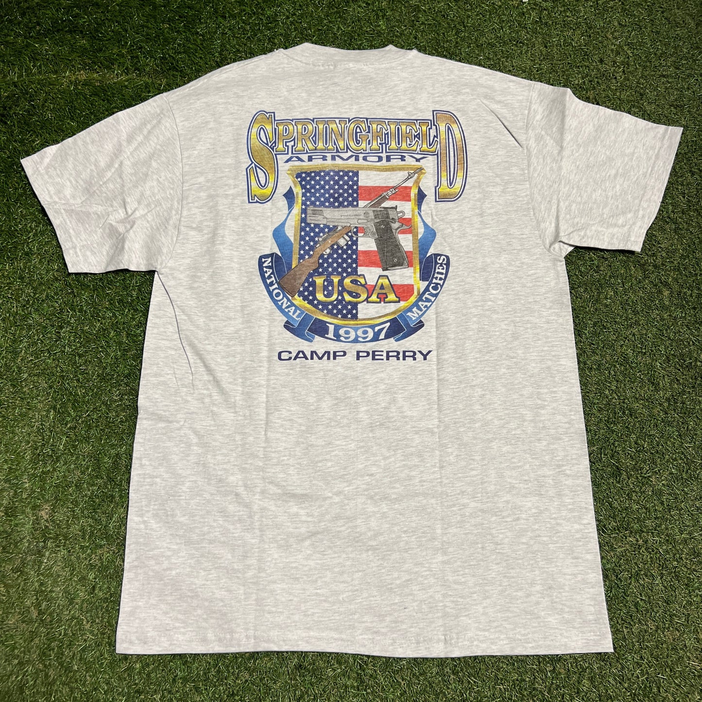 1997 Springfield Armory Guns Grey Tee Size Large USED v16467