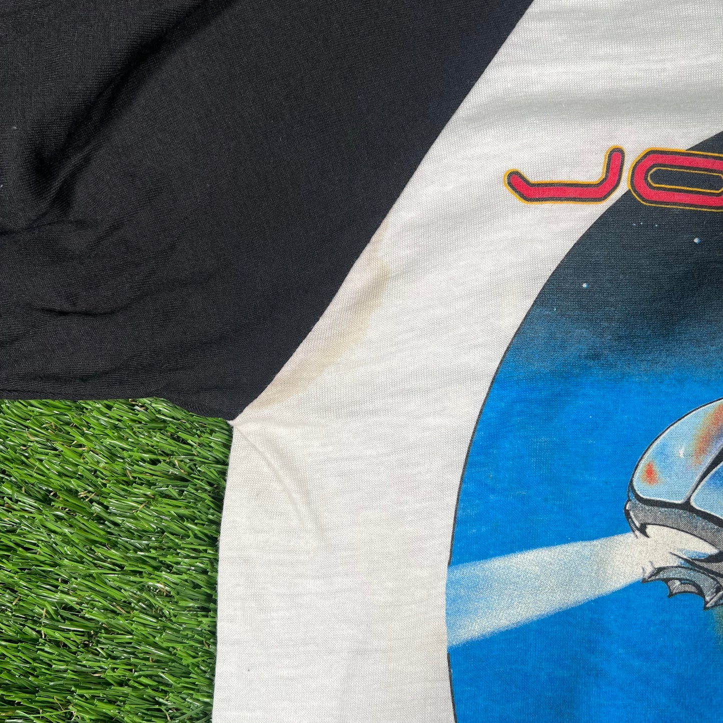 1982 Journey Escape Meadowlands Concert White/Black Baseball Tee Size Medium USED v16629