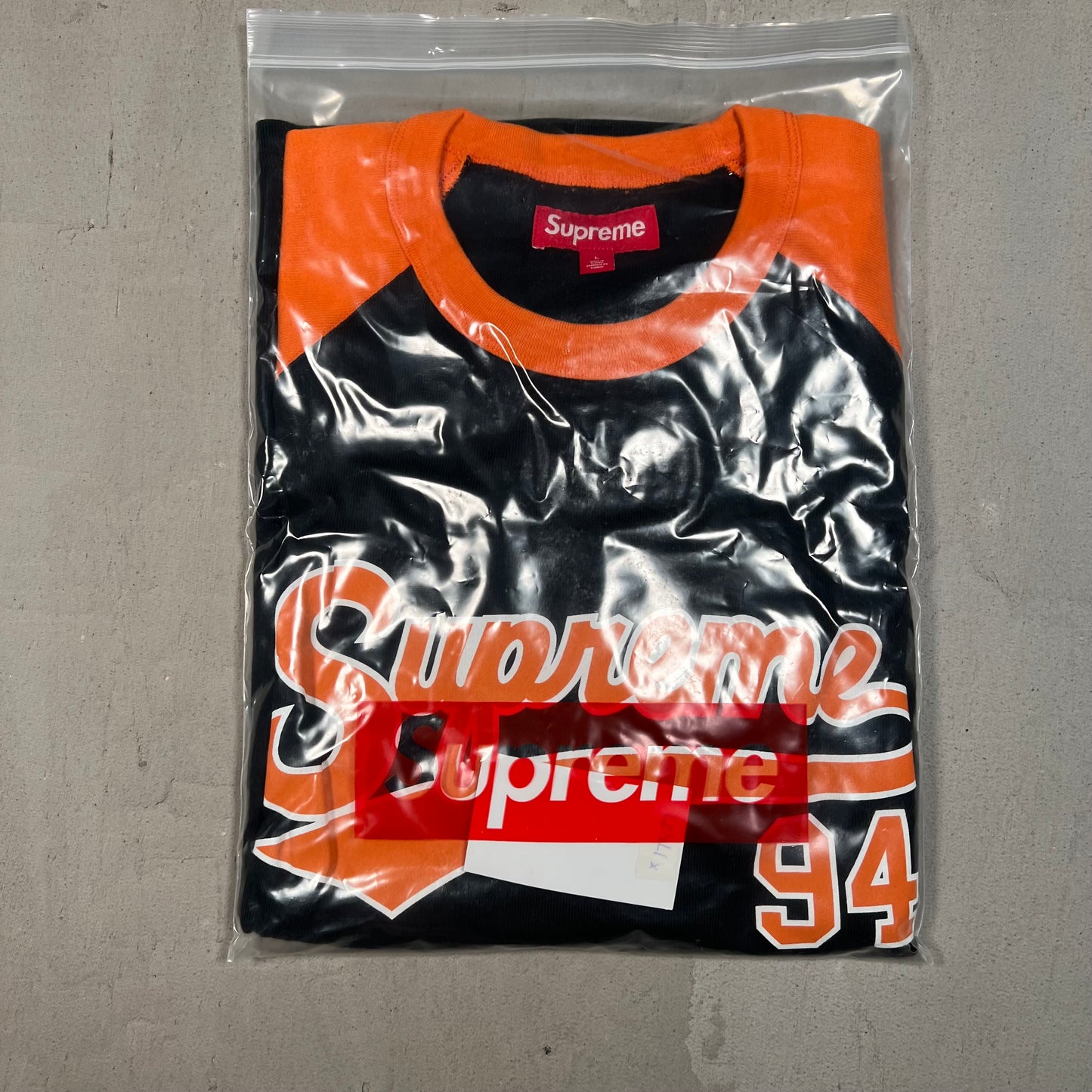 Supreme Tiger Raglan Orange/Black Baseball Jersey Longsleeve Size Large NEW x17427