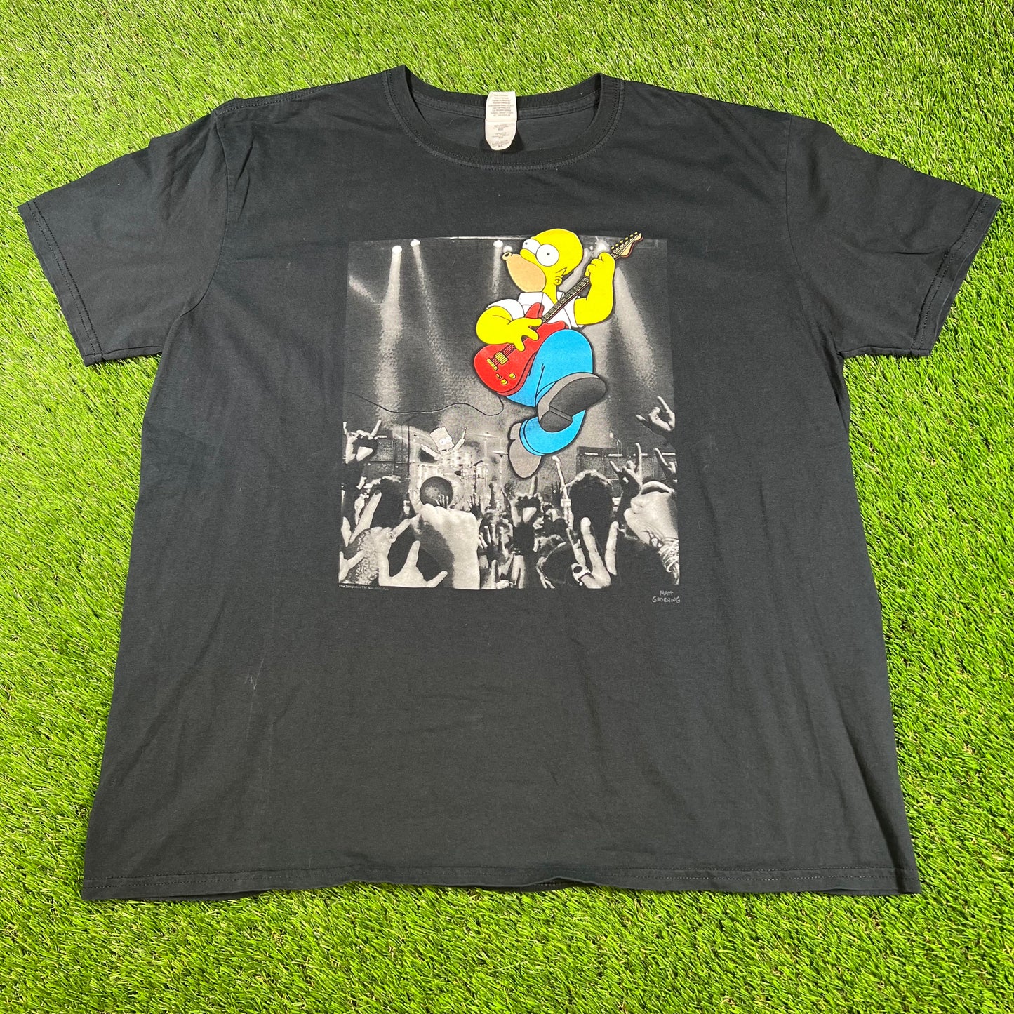 Homer Simpson Black Guitar Tee Size XL USED v16602