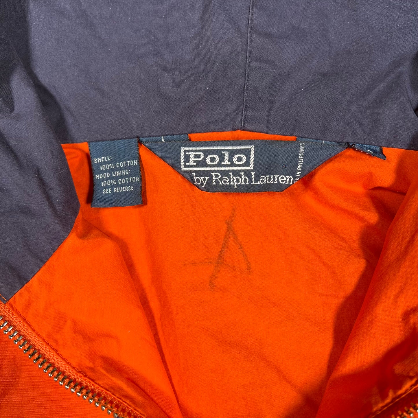 Y2K Polo Ralph Lauren Orange Hooded Jacket Size Medium USED v18222