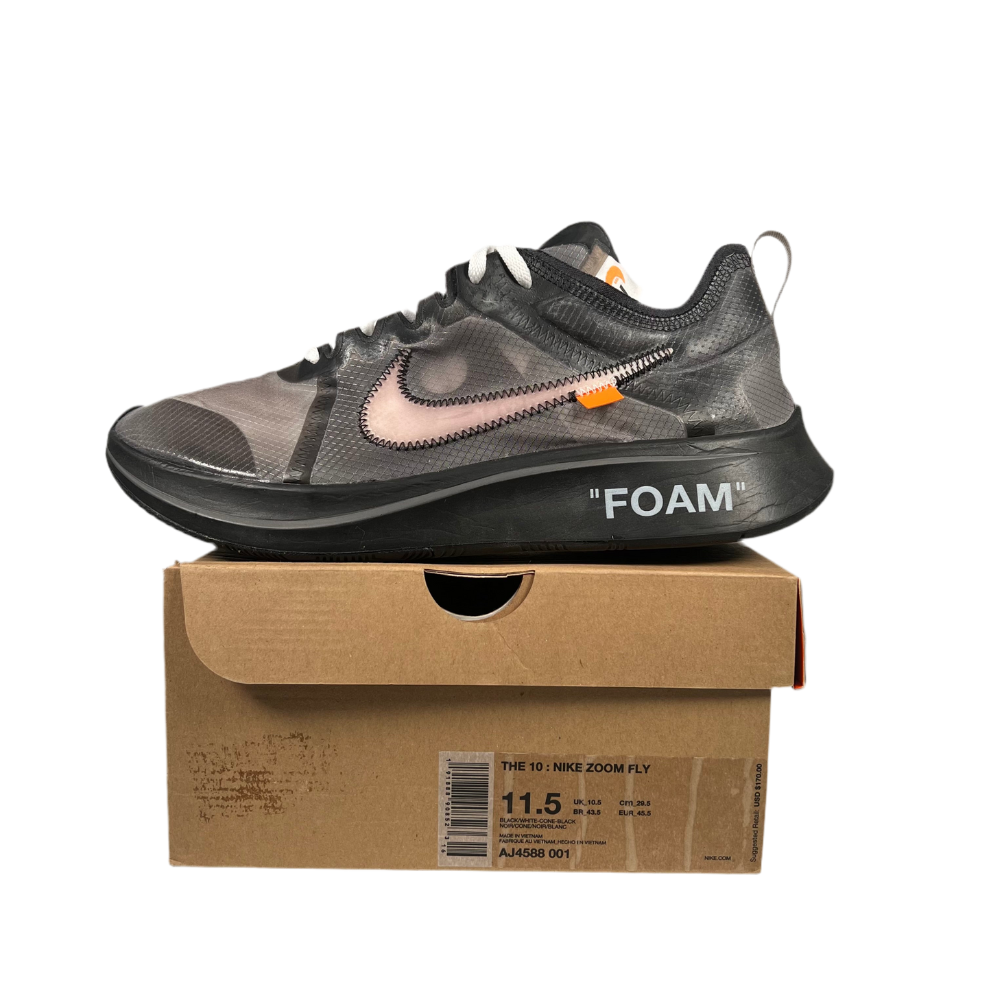 Nike x Off-White Zoom Fly Black (2018) Size 11.5 USED s18041