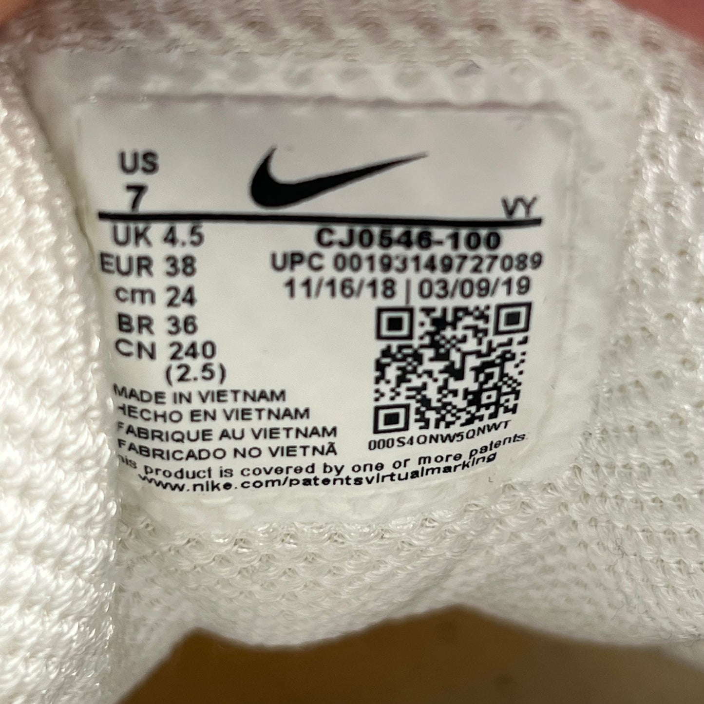Nike Shox TL CDG White (2019) No Chain Size 7 USED s17521