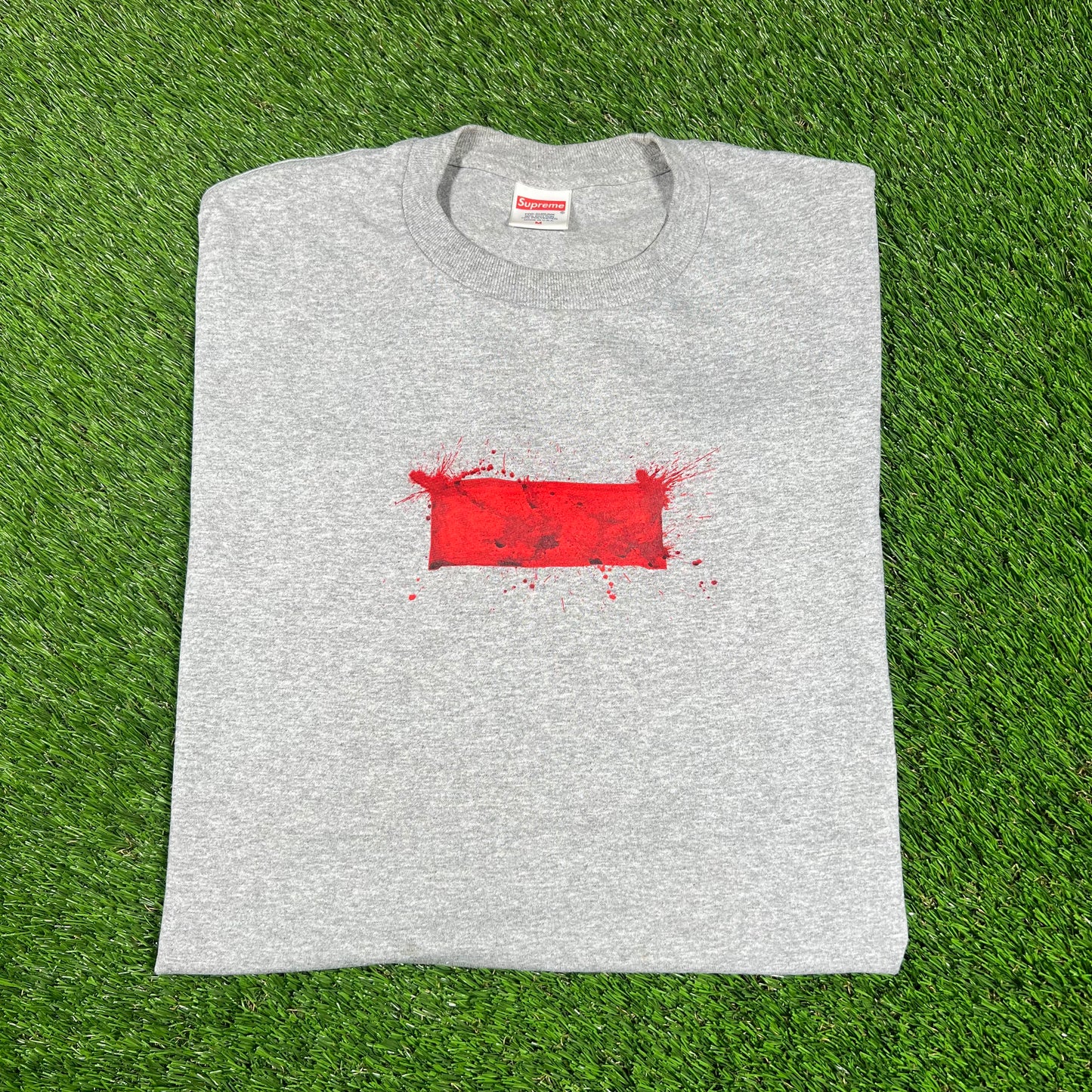 2022 Supreme Ralph Steadman Box Logo Grey Tee Size Medium USED x14559