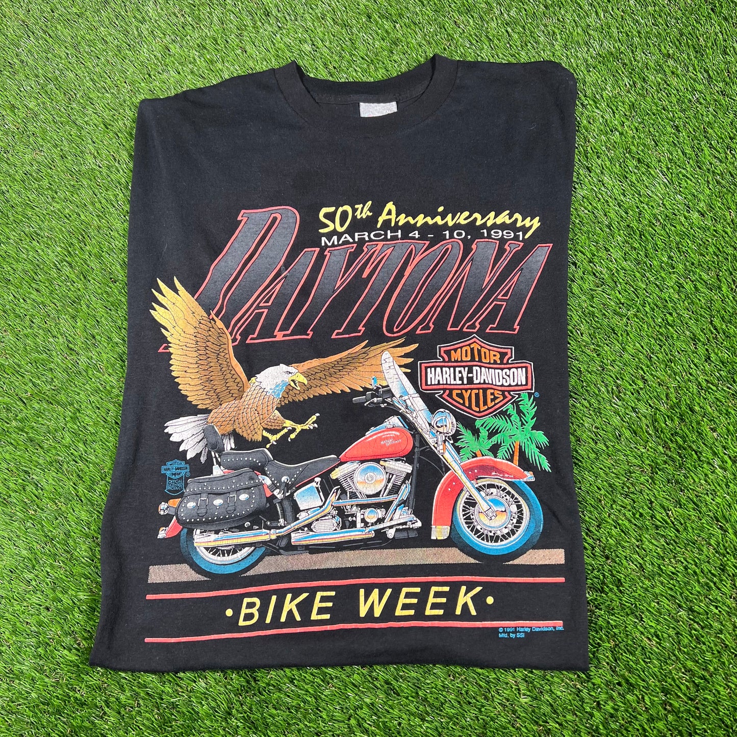 1991 Harkey Davidson Black 50th Anniversay Daytona Tee Size XXL USED v16845