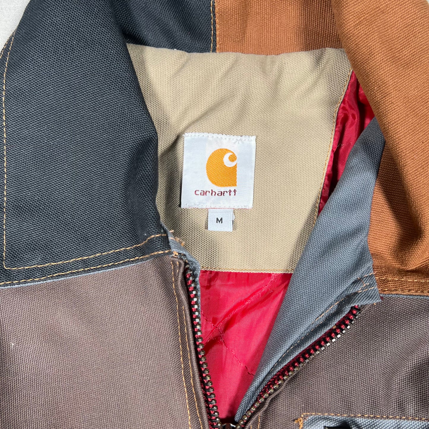 Carhartt Brown Patch Work Custom Work Wear Jacket Size Medium USED v19276