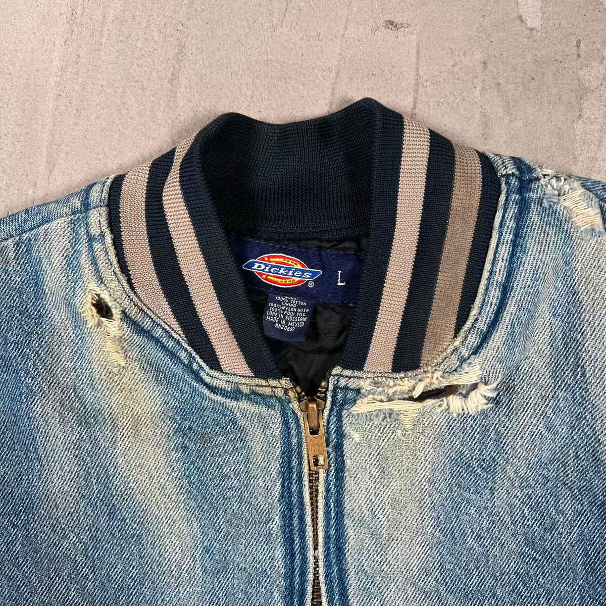 Y2K Dickies RK Electric LLC Blue Denim Jacket Size Large USED v20430