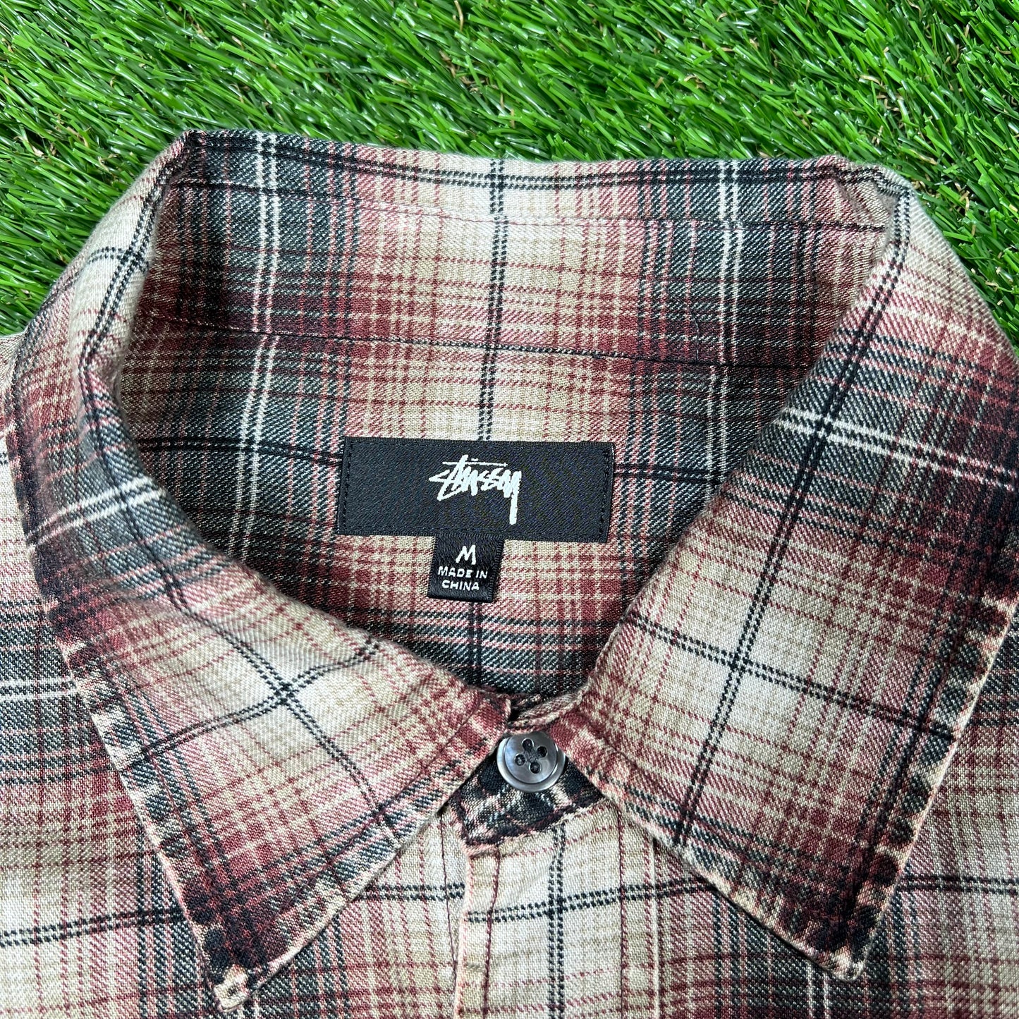Stussy June Plaid Shirt Size Medium USED x14785