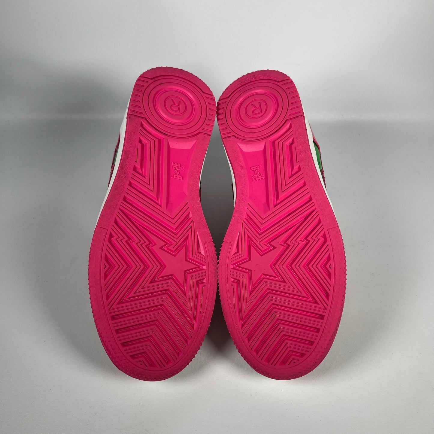 Bathing Ape Bapesta Pink and Green Size 8 USED s17919