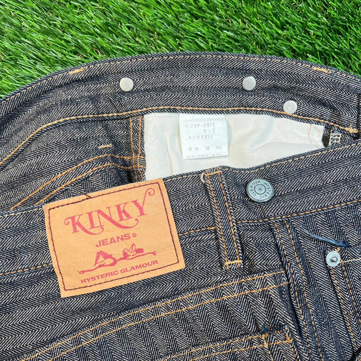 Y2K Hysteric Glamour Kinky Striped Painter Denim Jeans Size 30 USED x16838