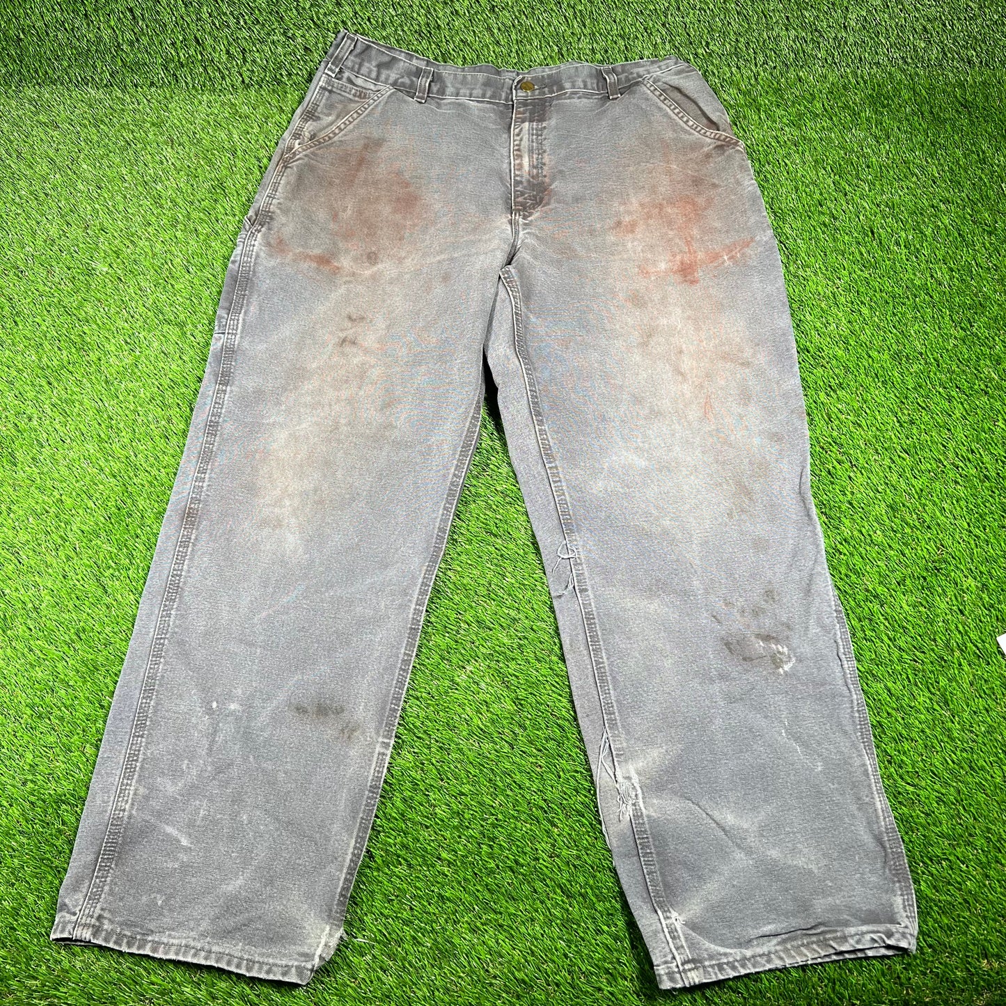Y2K Carhartt Grey Cargo Pants Size 38 USED v16802