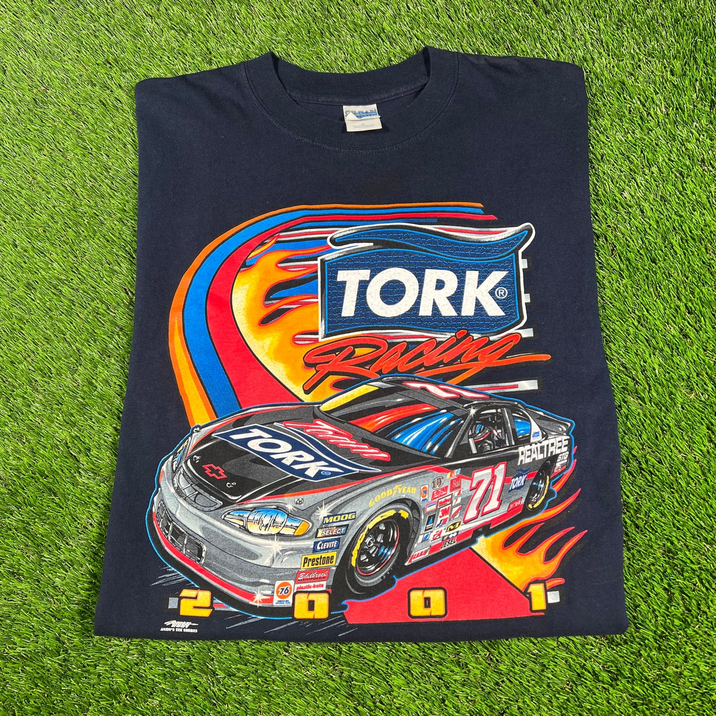 2001 Tork Racing #71 Navy Tee Size XL USED v16692