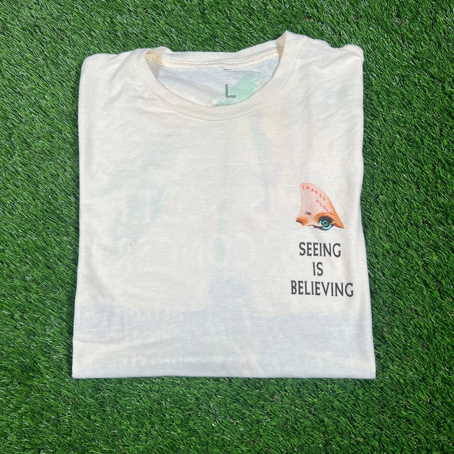 Travis Scott 2017 See Is Believing Eye Cream Tee Size Large USED x14533