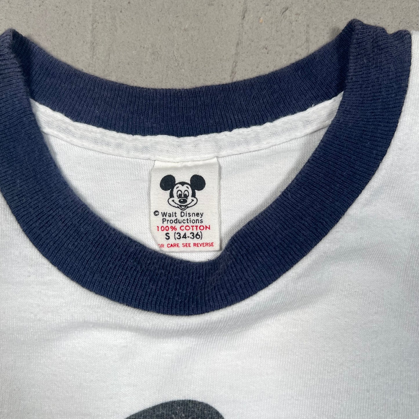 1980s Mickey Mouse Ringer White Tee Size Small USED v19435