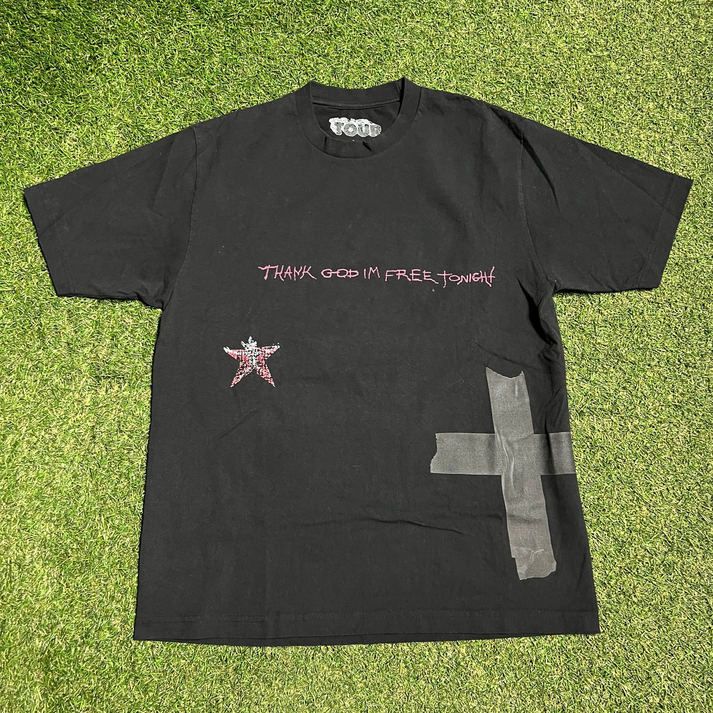 Travis Scott Utopia Thank God Im Free Tonight Black Tee Size Large USED x13632