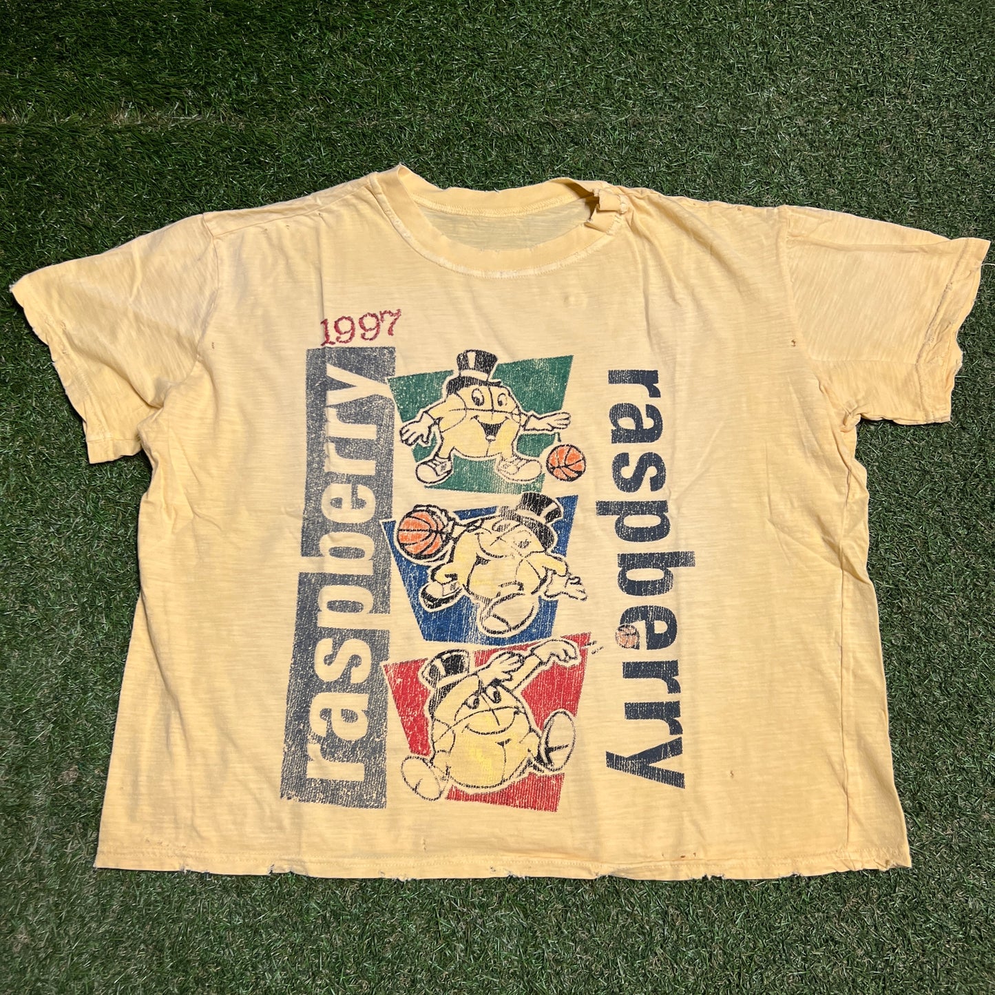 GV Gallery Raspberry Hills "Macker" Faded Yellow Tee Size Large NEW x13765