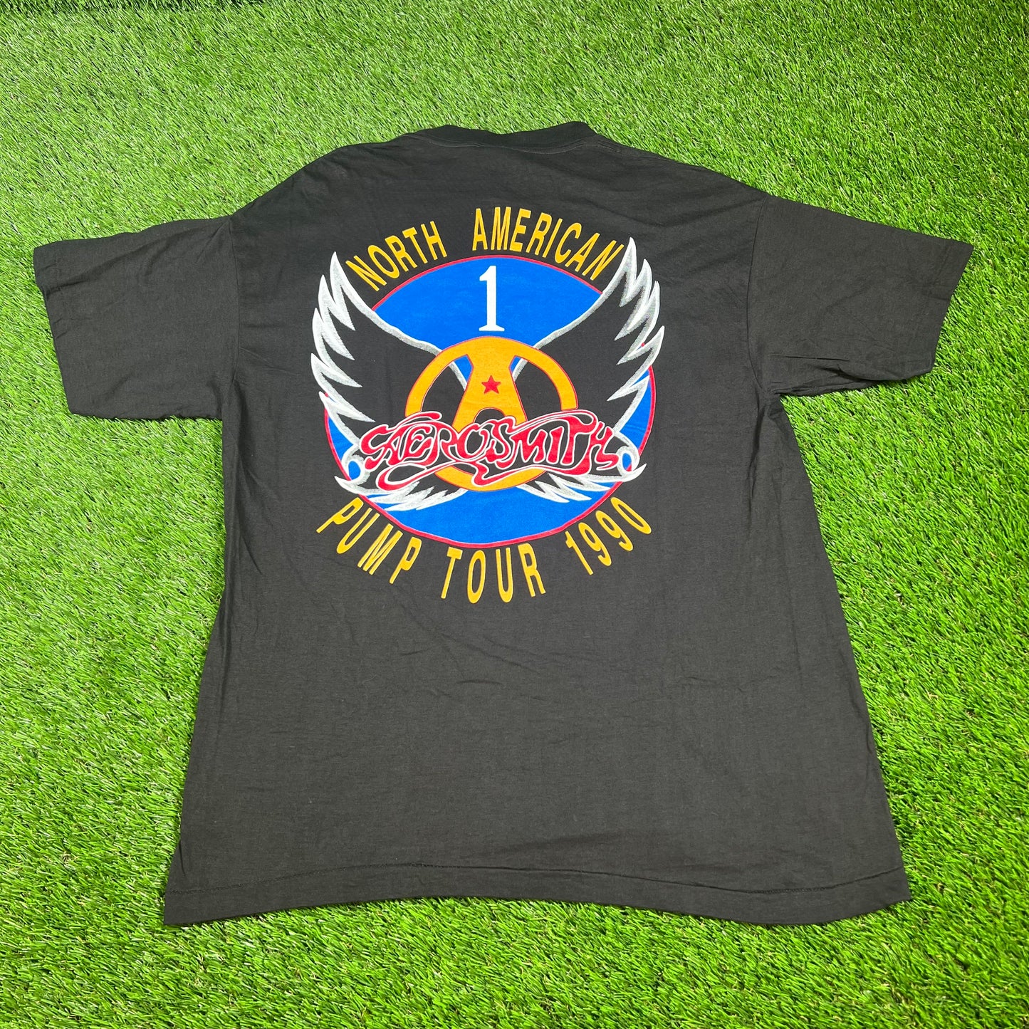 1990 Aerosmith North American Pump Tour Black Tee Size Large USED v16631