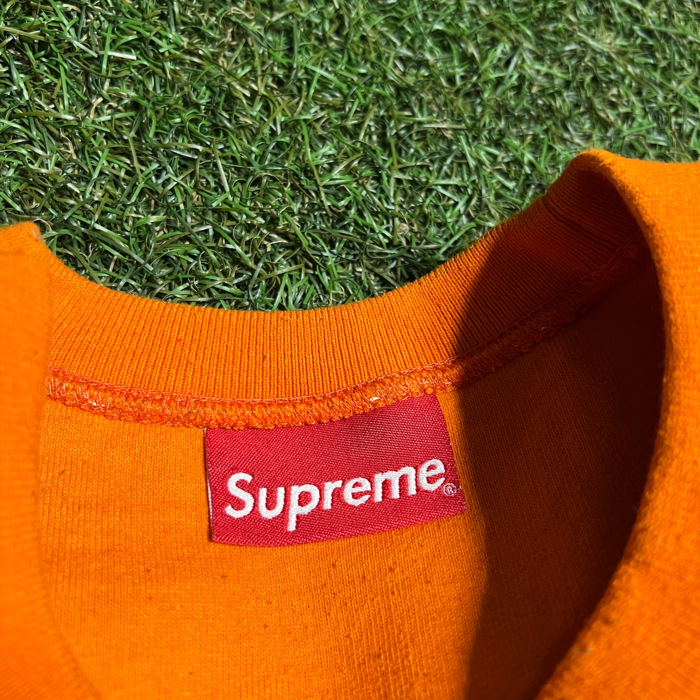 Supreme Reversible Repeat Liner Orange Crewneck Size Medium USED x13924
