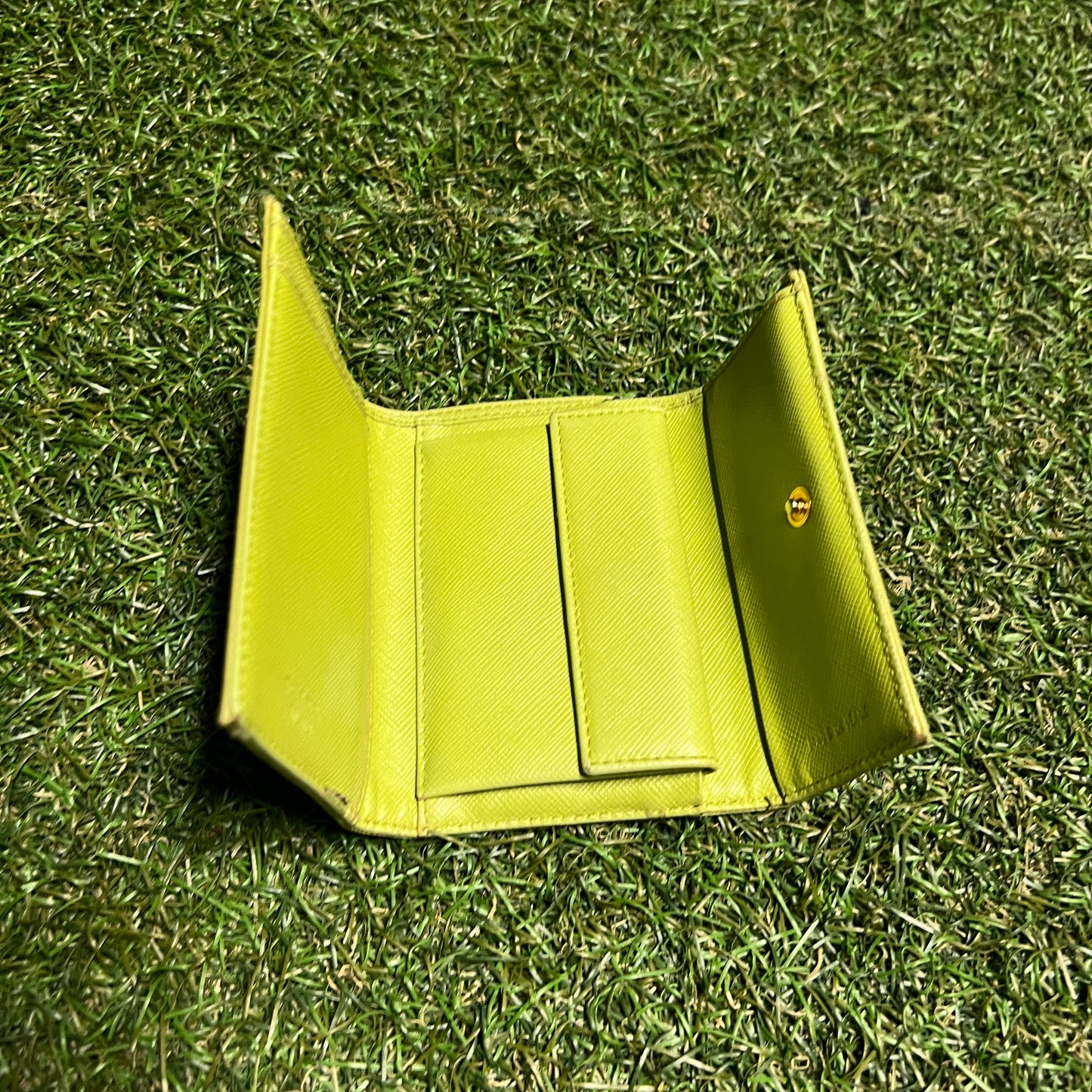 Y2K Prada Green Nylon Fold Wallet USED x13985