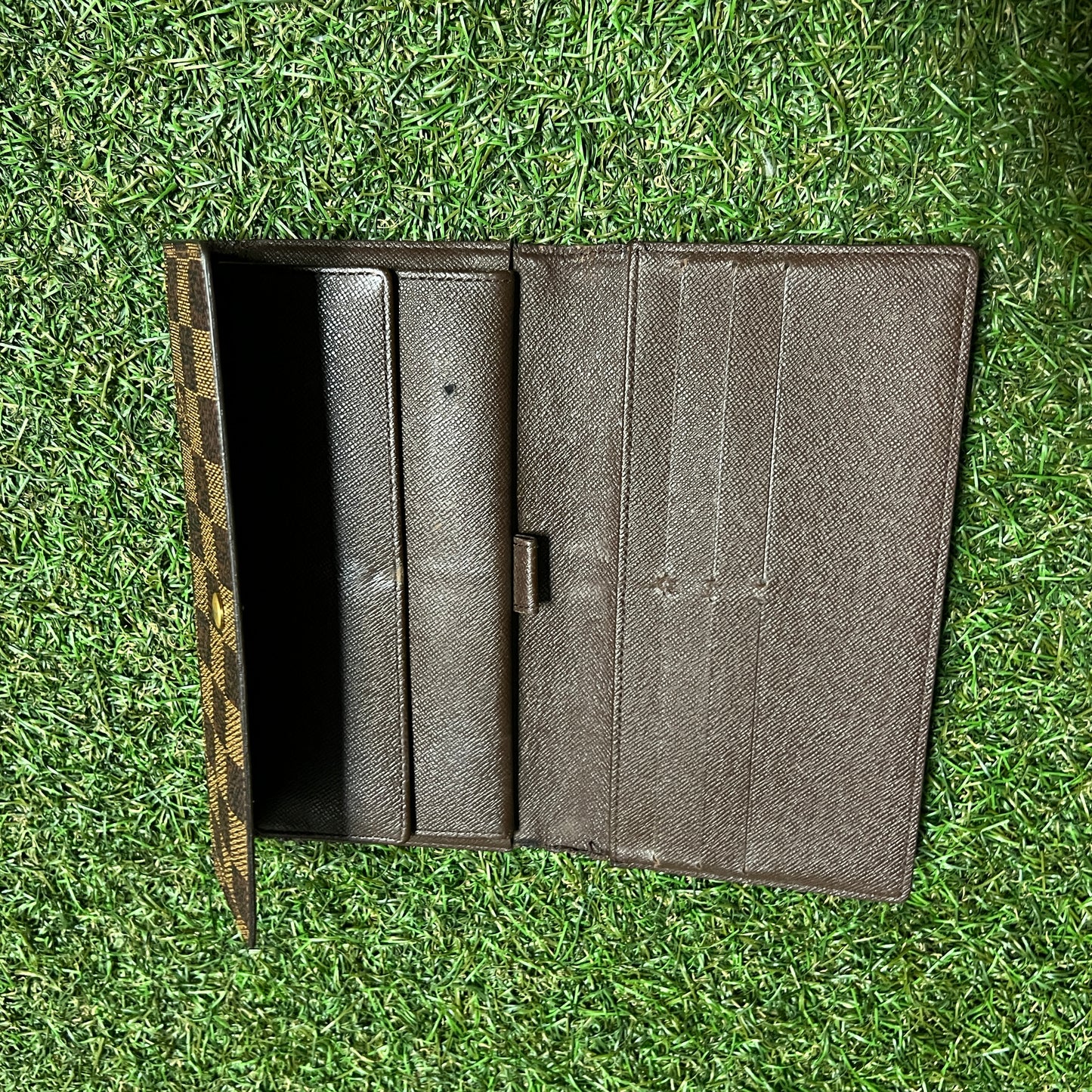 1990s Louis Vuitton Damier Ebene Sarah Brown Wallet USED x14075