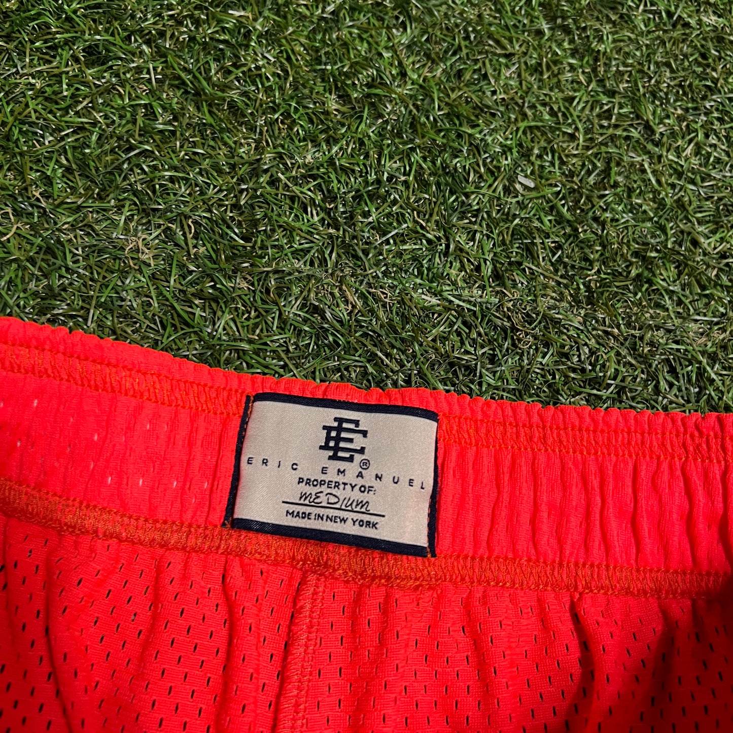 Eric Emanuel Orange Logo Bright Orange Shorts Size Medium USED x13997