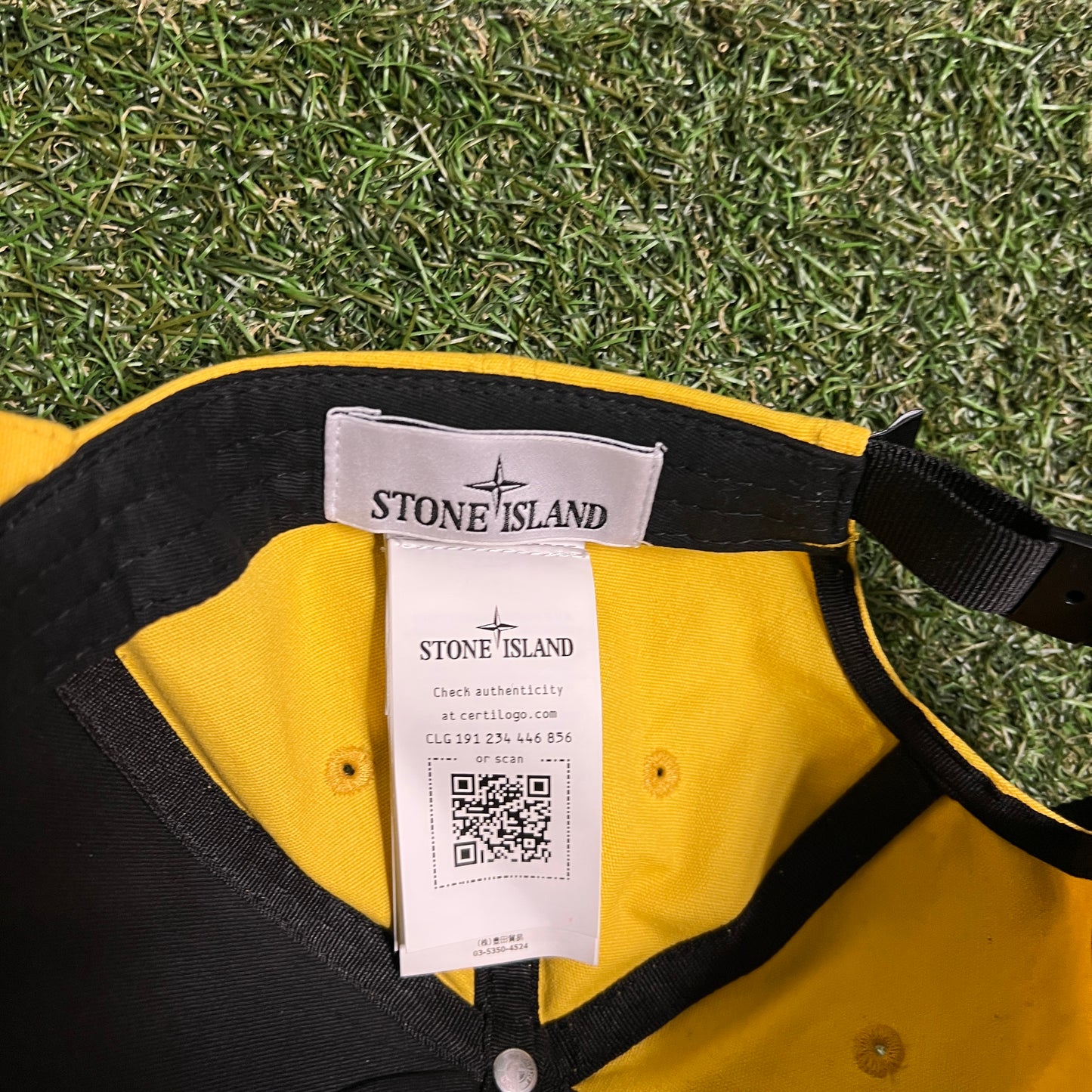 Stone Island Yellow Patch Yellow Hat USED x13998