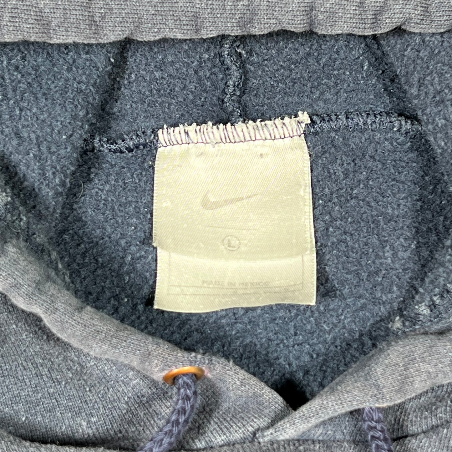 Y2K Nike Navy Center Swoosh Hoodie Size Large USED v16570