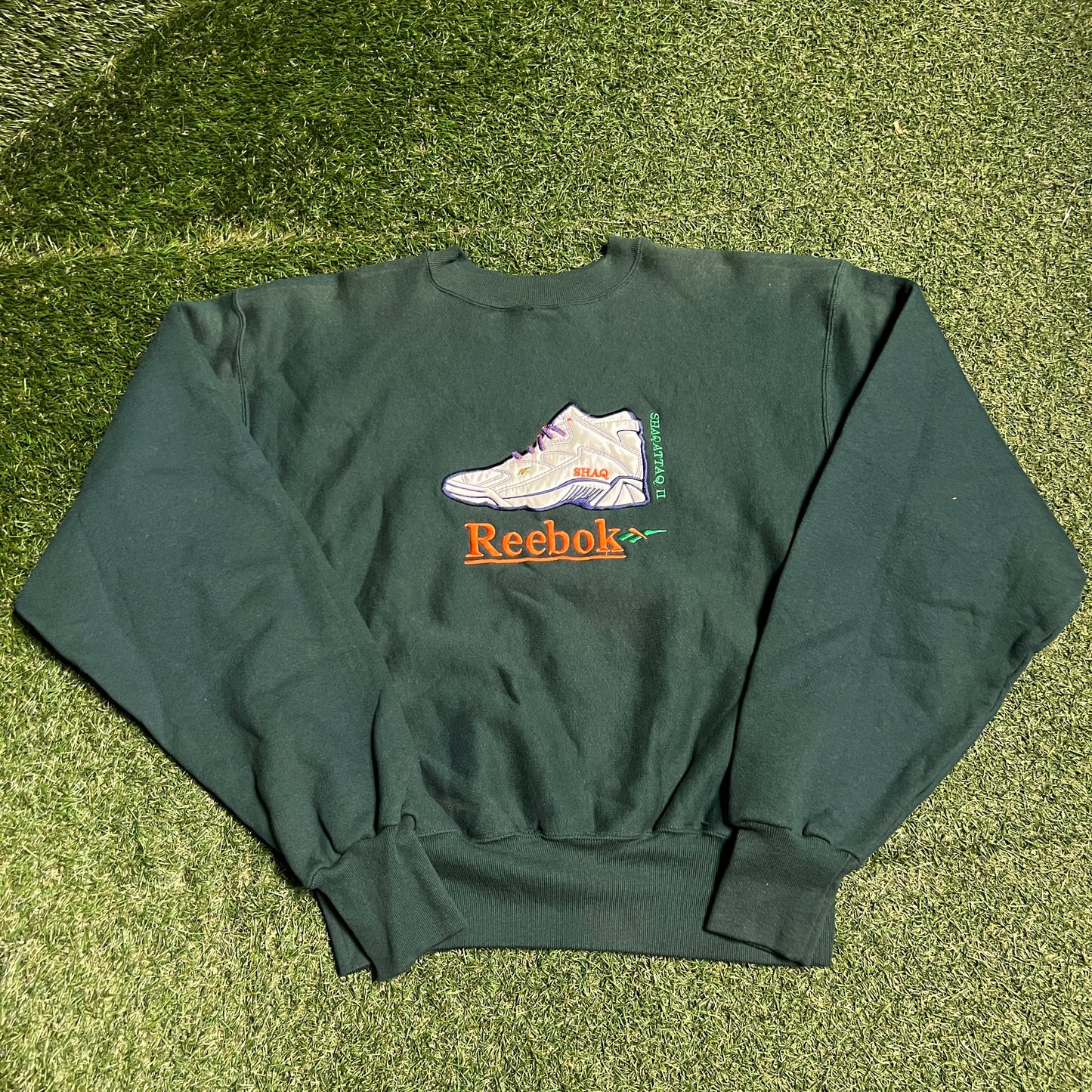 1990s Reebok Shaqattaq 2 Green Crewneck Size XL USED v16218