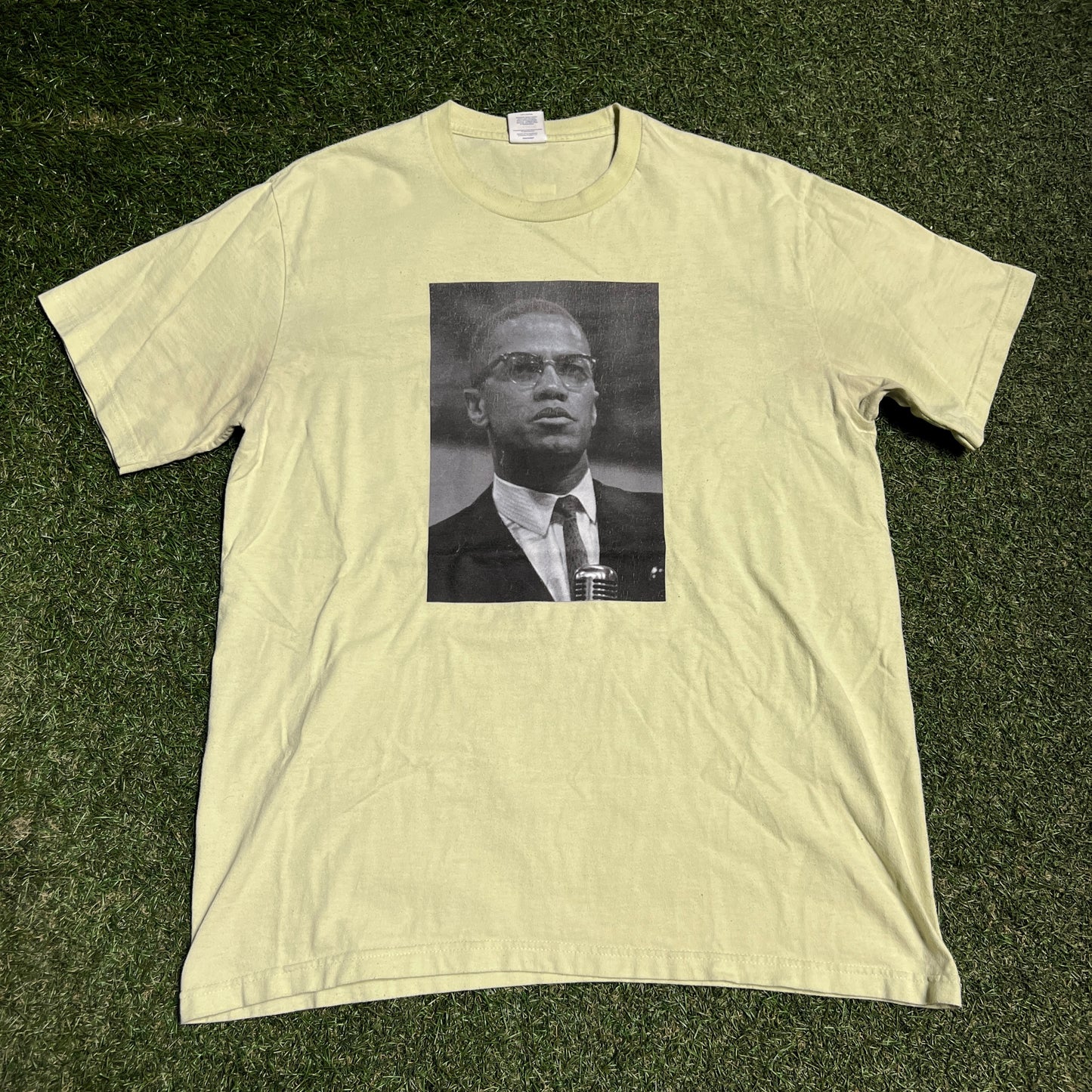 Supreme Malcolm X 2022 Pale Yellow Tee Size Medium USED x13920