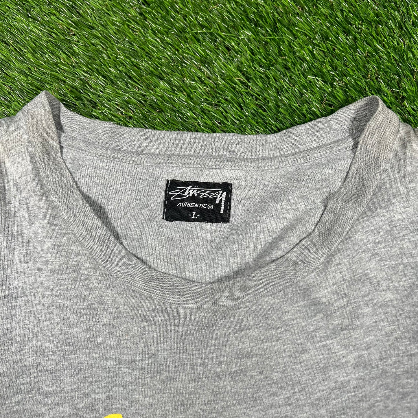 1990s Stussy Writer Gang Grey Tee Size Large USED x14765