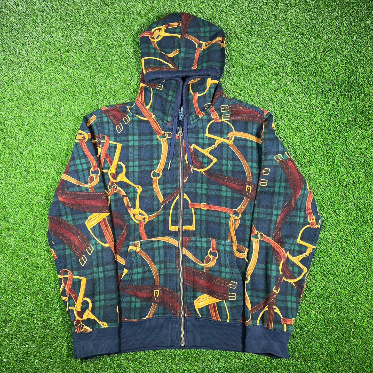 Polo Ralph Lauren Horse Bridle Fleece Hoodie Size Large USED v17072