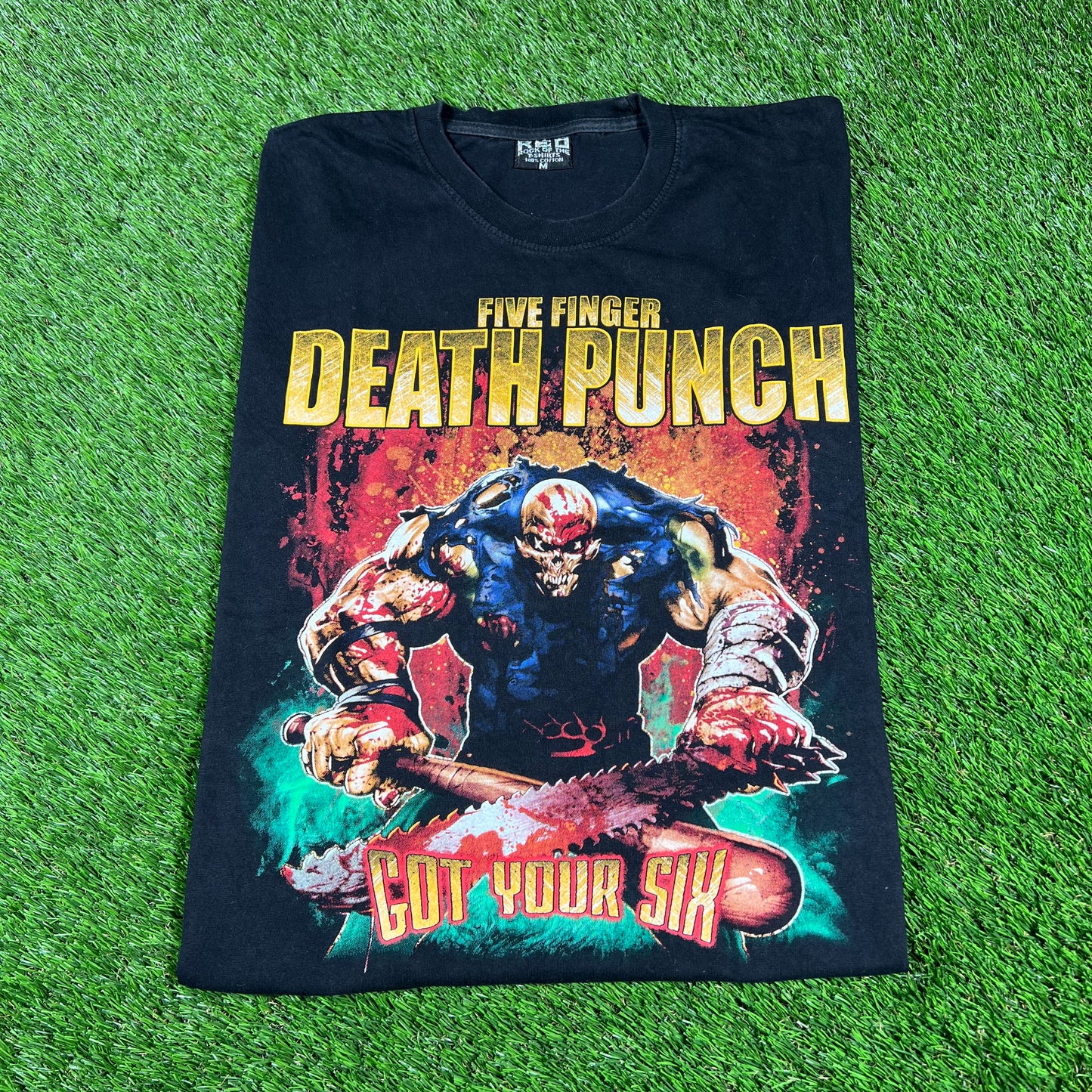 Y2K Five Finger Death Punch Black Tee Size Medium USED v16773