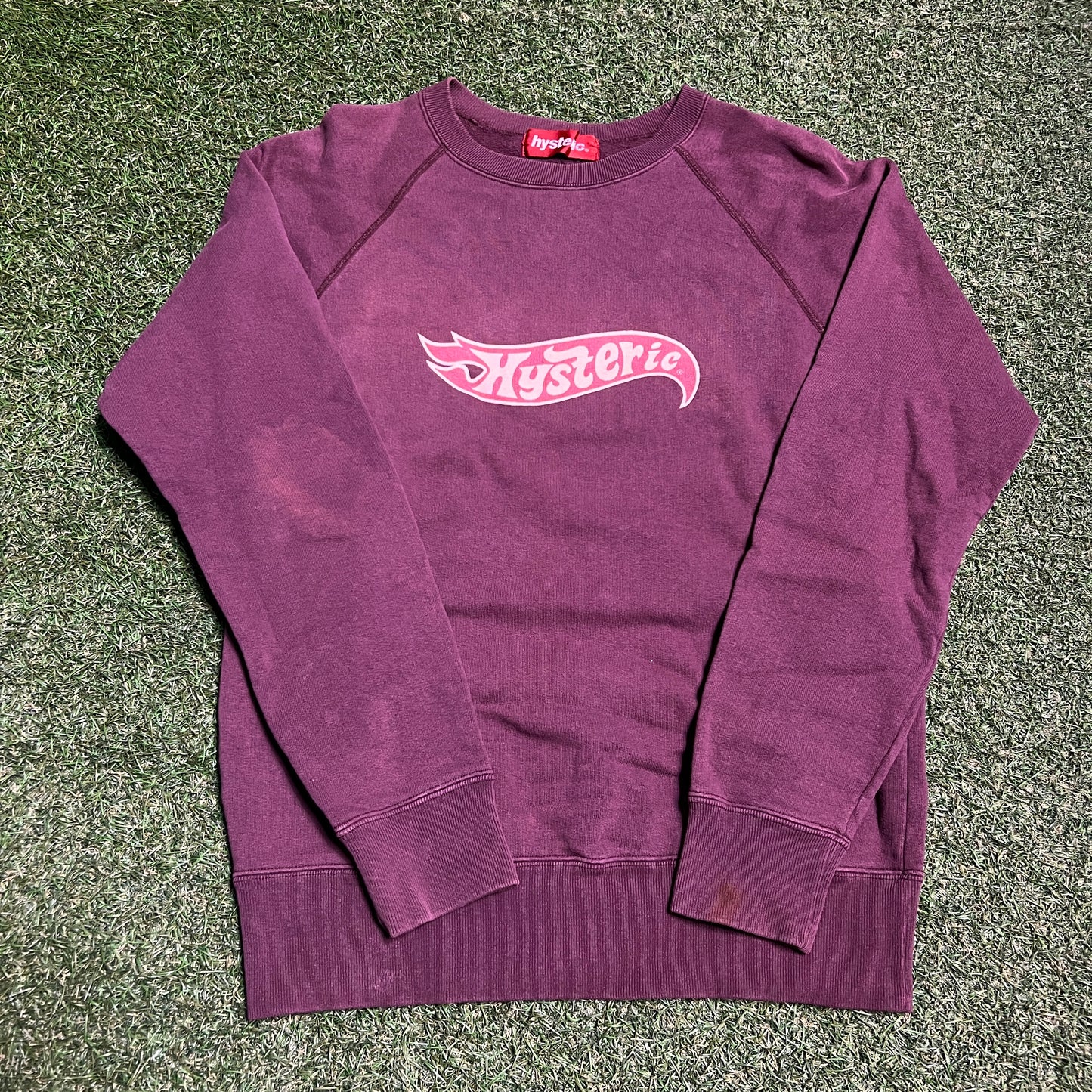 Hysteric Glamour Hot Wheels Logo Burgandy Crewneck Size Medium USED x13923